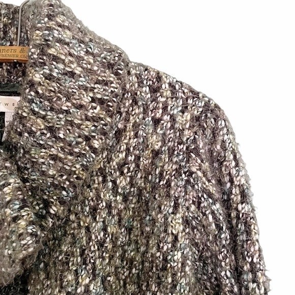 Tweeds Y2K Retro Cardigan Chunky Knit Oversized Button Marled Olive Size Small - Picture 4 of 7